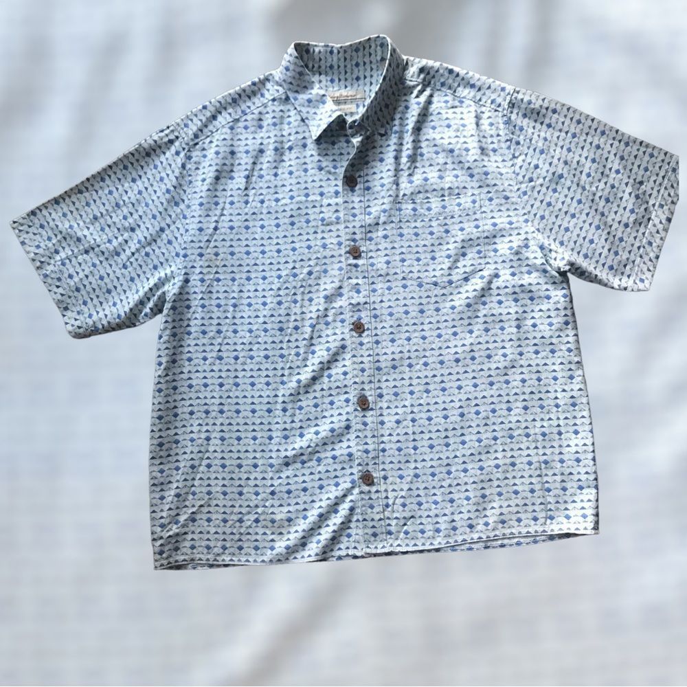TOMMY BAHAMA Shirt Button Up Short Sleeves 100% Silk Size L